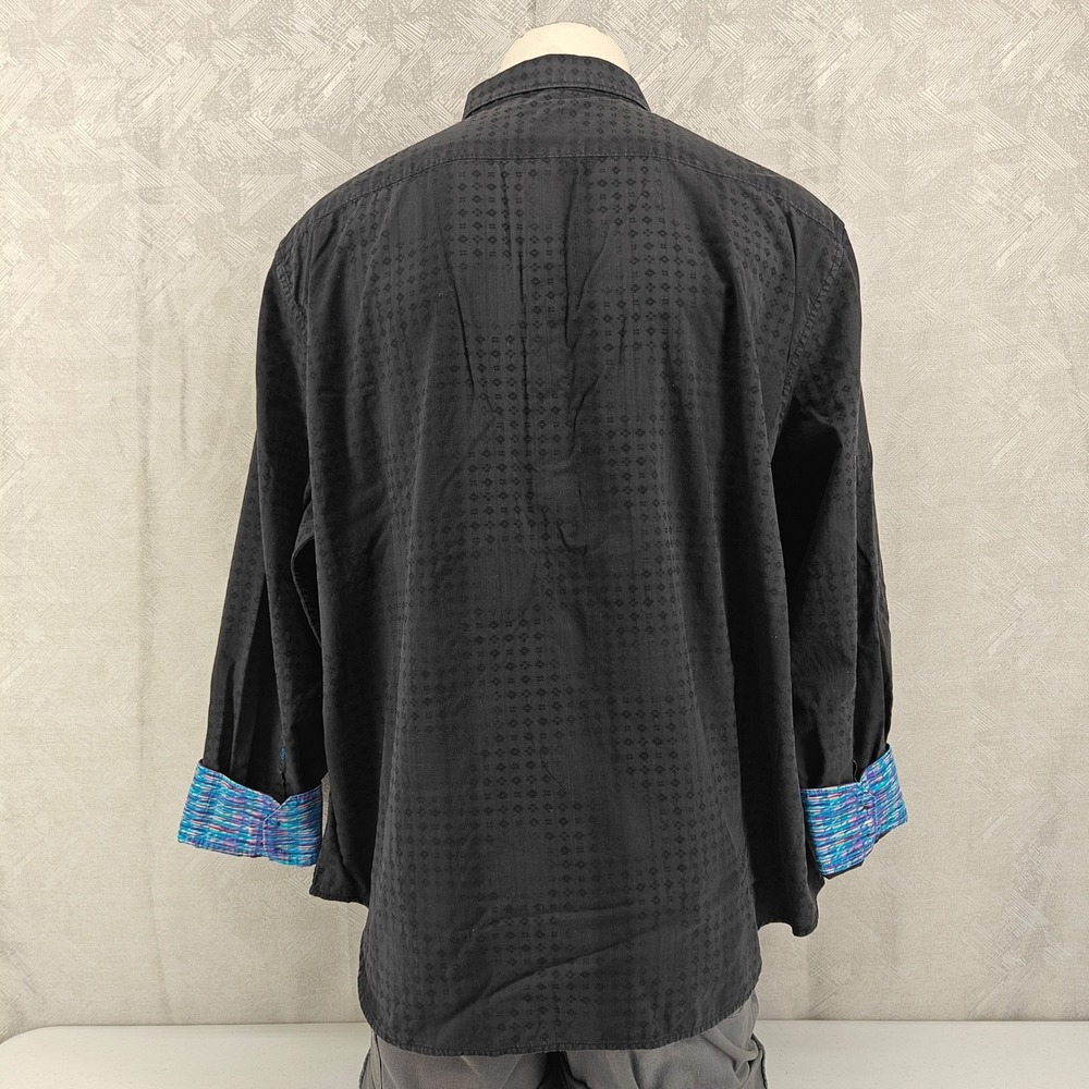 Robert Graham Button Shirt Mens 4XL Black Geometric Embroidered Floral Cuffs - Picture 3 of 14